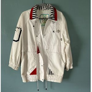 Izzy Spirit women's zipper & snap lined white nautical jacket size medium